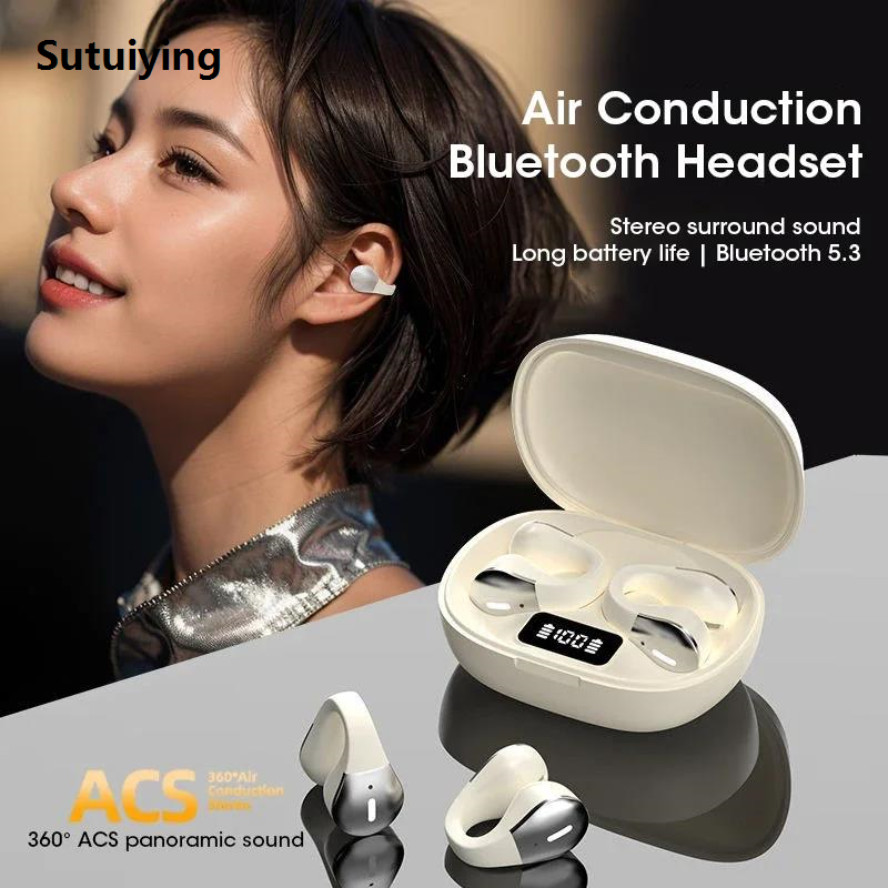 Sutuiying Bluetooth Earphones TWS Open Ear Clip Wireless Headphone Hot Selling with Mic Stereo Sports Headsets For iPhone Samsung