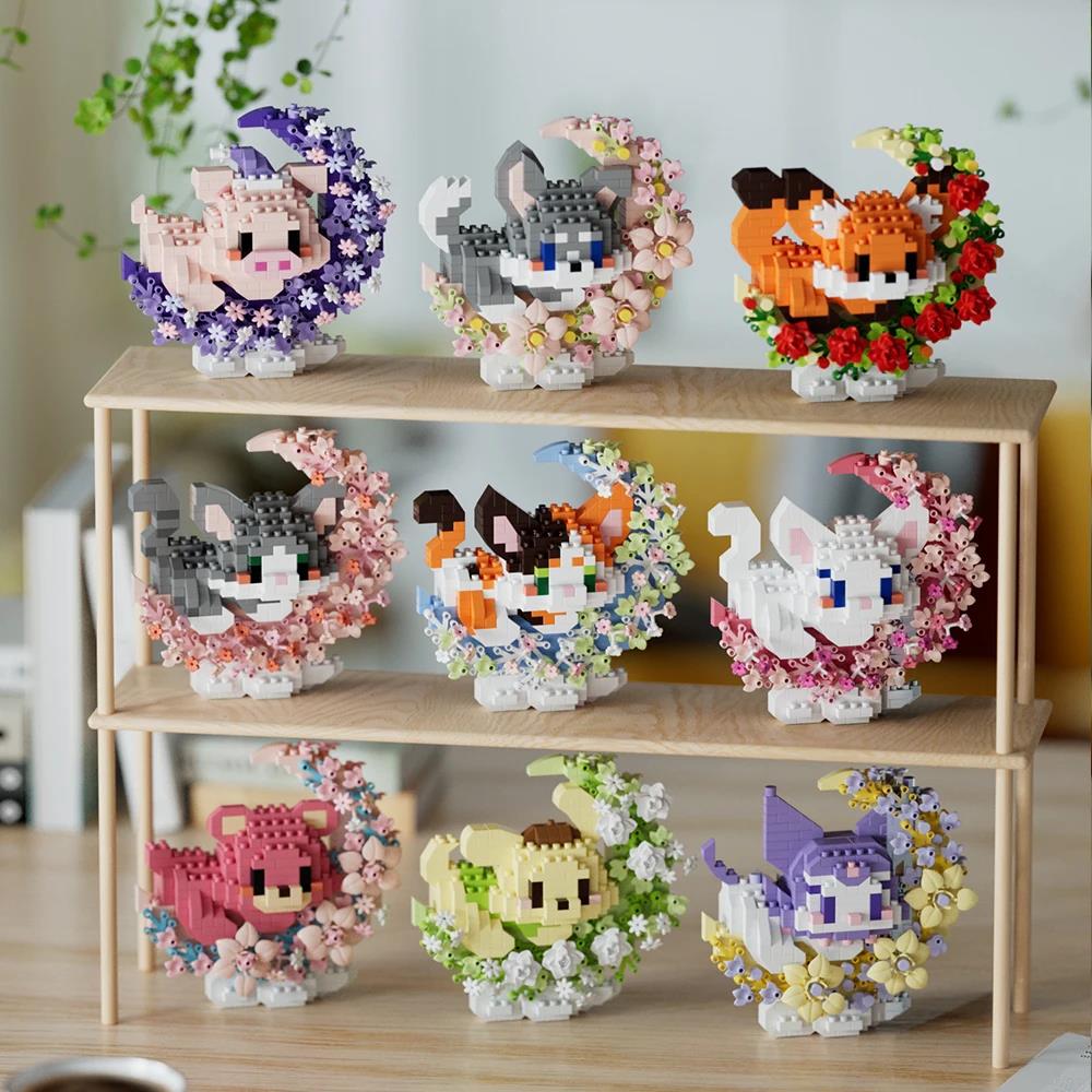 Vylon Mini Dog Cat panda raccoon Cute Pet Small Building Block Model Series Ornaments Children's Toy Christmas Birthday Gifts for Kids
