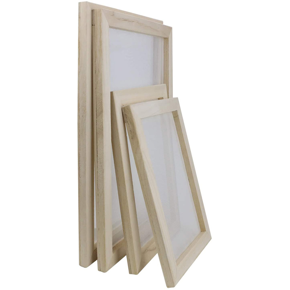 NAMUNY 4 Pack Wooden Paper Making Mould Frame, Screen Printing Frame for DIY and Dried Flower Handcraft, 2 Size