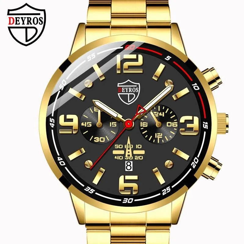 【ChicAbode】DEYRO Business Quartz Watch |42mm Stainless Steel Watch Men's Trendy Watch [Top-notch