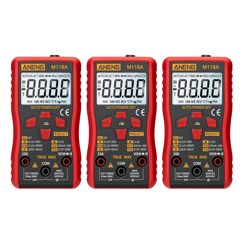 JAERBEE 3X M118A Mini Digital Multimeter Automatic True RMS Tester 6000 Counts Auto-Ranging AC/DC Transistor