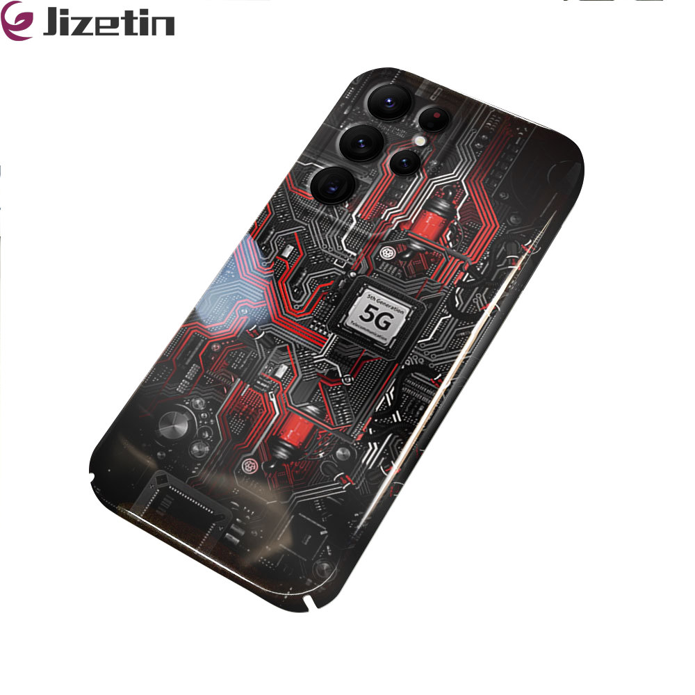 Jizetin for Samsung S22 Ultra 5G Back Cover Tech Chip Luxury Slim Hard Crashproof Mobile Phone Case