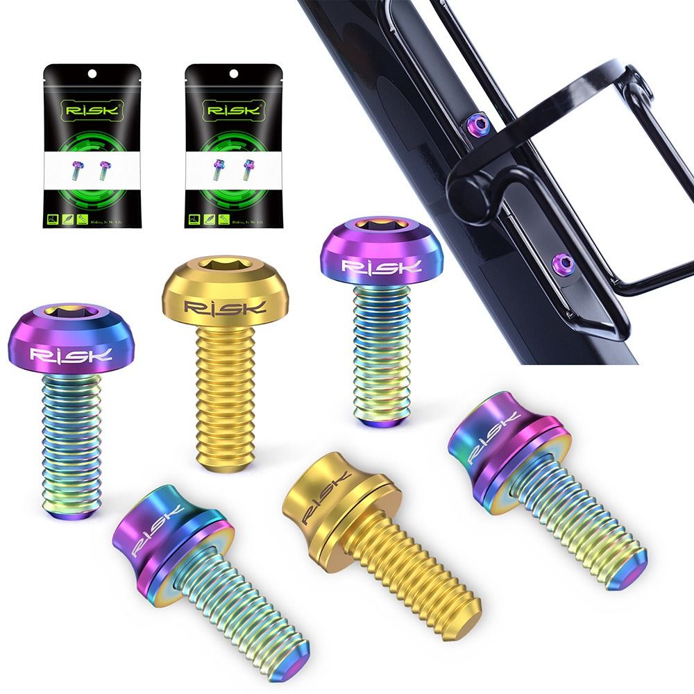 2PCS Creative Titanium Bike Fixing Screws Multicolor M5x12mm Bicycle Water Bottle Cage Bolts with Gasket Install Screws Road Bike