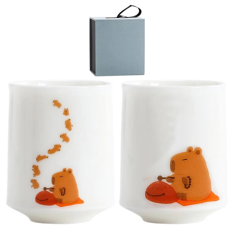 ARELENE Ceramic Coffee Cups Tea Cups in Transitional Style 2 Pcs Sturdy Dishwasher Safe Tea Cup Set for Tea Lovers