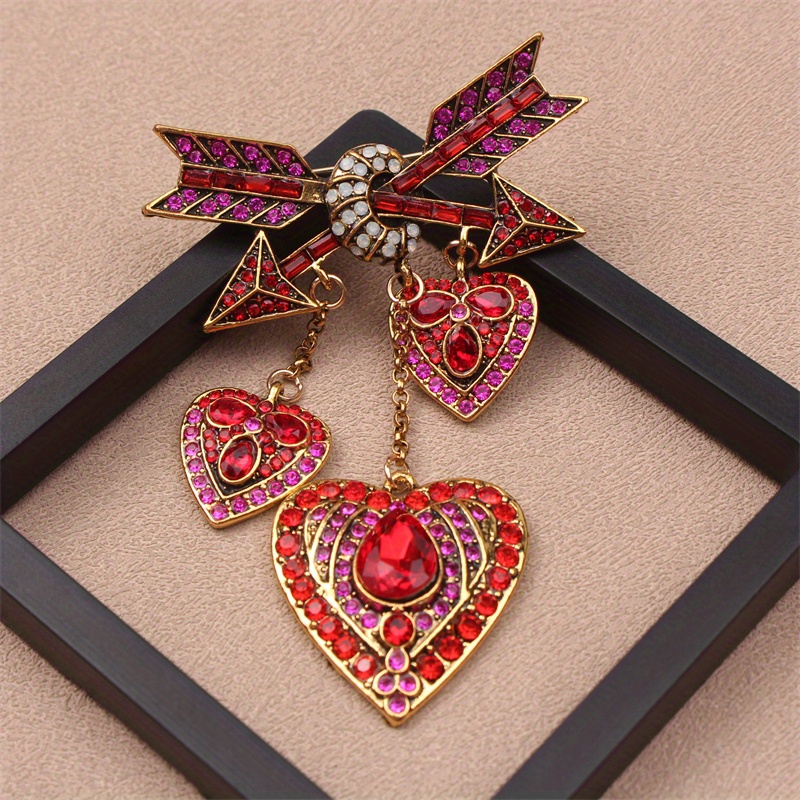 1 piece of new fall and winter suitable for Christmas gift inlaid rhinestone love brooch, can enhance personal charm, suitable for travel party daily wear, can decorate clothes bags hats