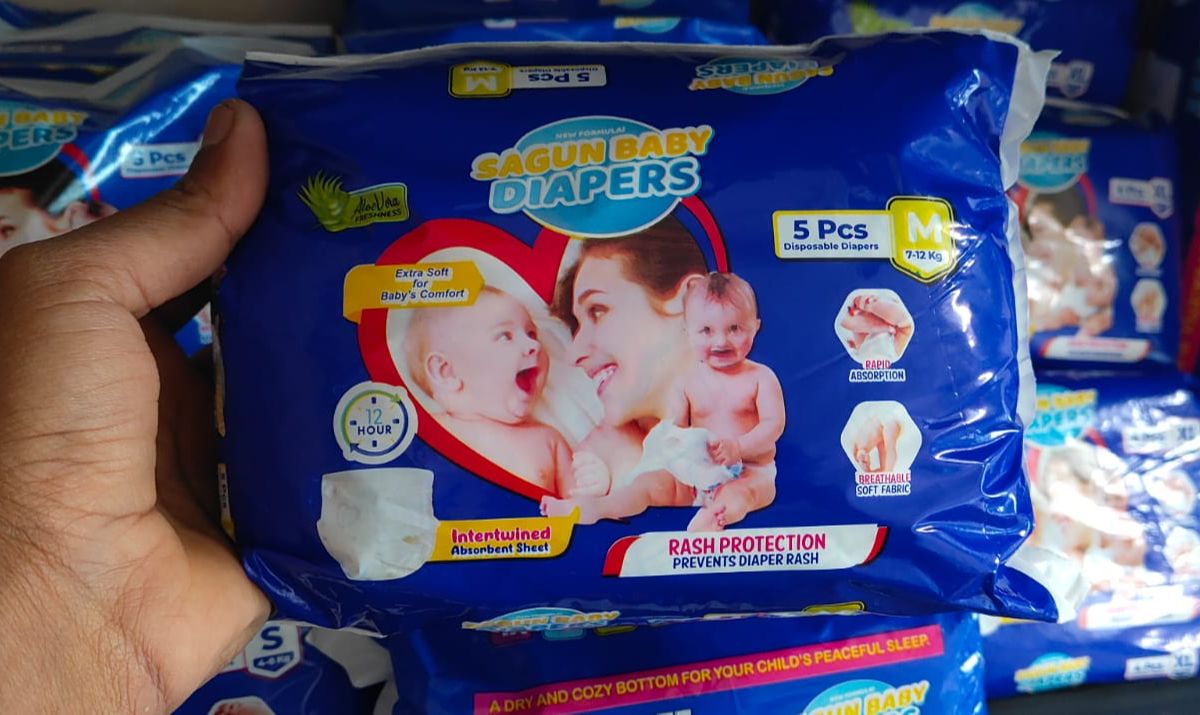 Sagun Baby Diapers S(4-8kg) 5 Pcs Extra Soft For Babys Comfort (Pack of 1)