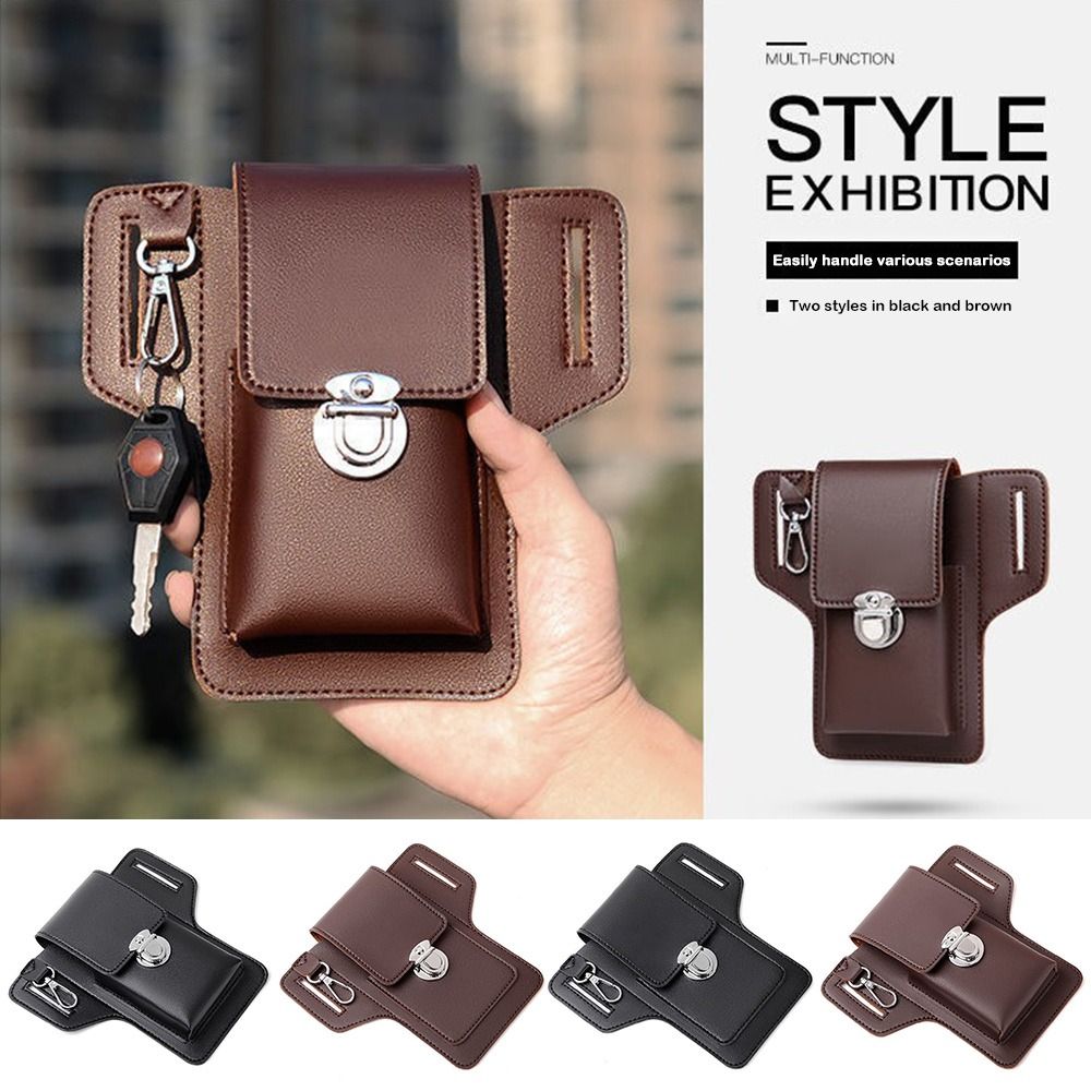 New Multifunctional Belt Waist Bag PU Portable Phone Waist Bag Travel Casual Phone Bags Vintage Leather Bag Card Bag