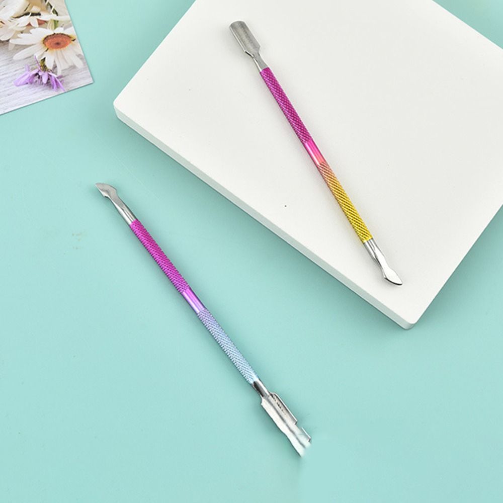 Stainless Steel Double Head Steel Push Remove Nail Polish Glue Dead Skin Remover Nail Art Tool Double Push Spoon Pusher Remove Phototherapy Glue Nail File Manicurist