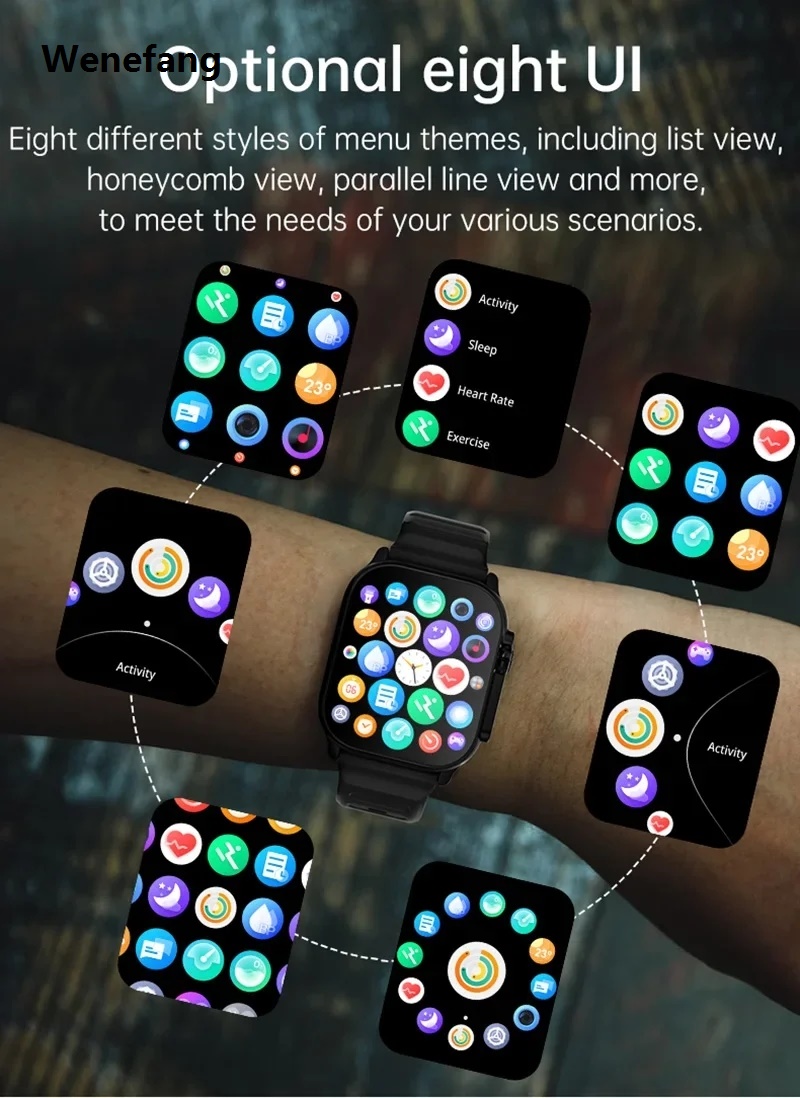 Wenefang 2025 New Smart Watch T900 Ultra 2.02Inch HD Screen Men Women Luxury Bluetooth Call Waterproof Wireless Charging Sports Watch