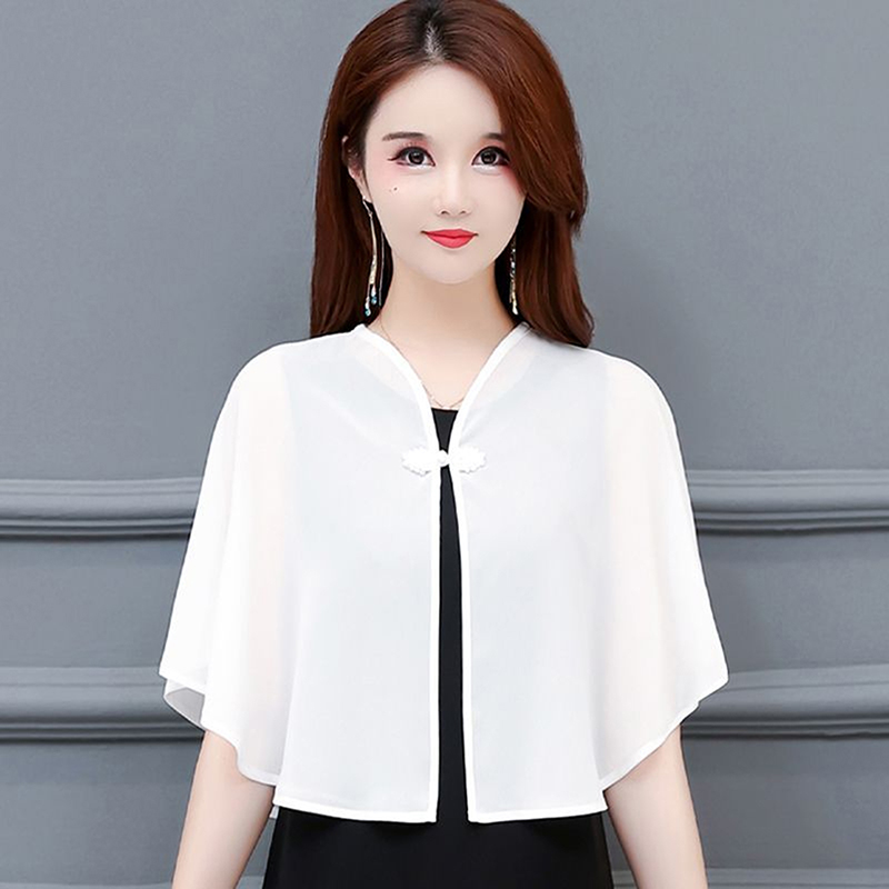 Linman Chiffon Short Outer Wear Sunscreen Shawl Women Sun Clothing 2025 New Summer Spring Sun Protection Cloak Lace Thin Jacket Kengding