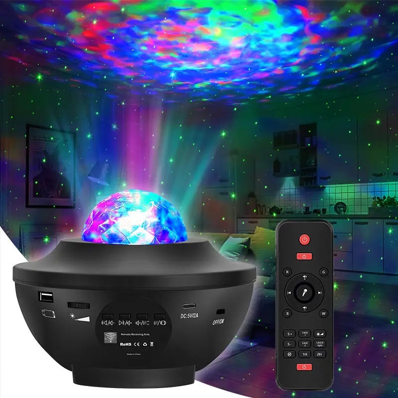 Colorful Usb Led RGB Portable Indoor Smart Music Projector Laser Starry Star Night Light Speaker Projector Lamps