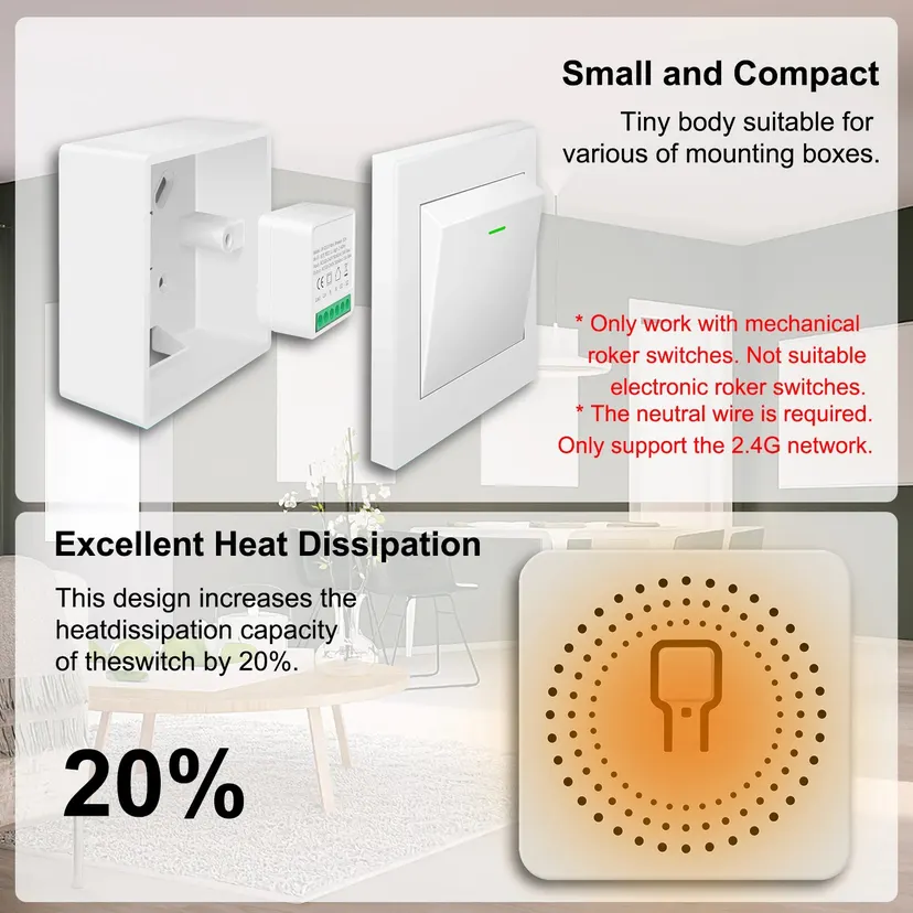 Bizzy 16A Tuya Wifi /Zigbee 3.0 Mini Smart DIY Switch 2 Way Control Smart Home Relay Automation Breaker Works With Alexa Google Home