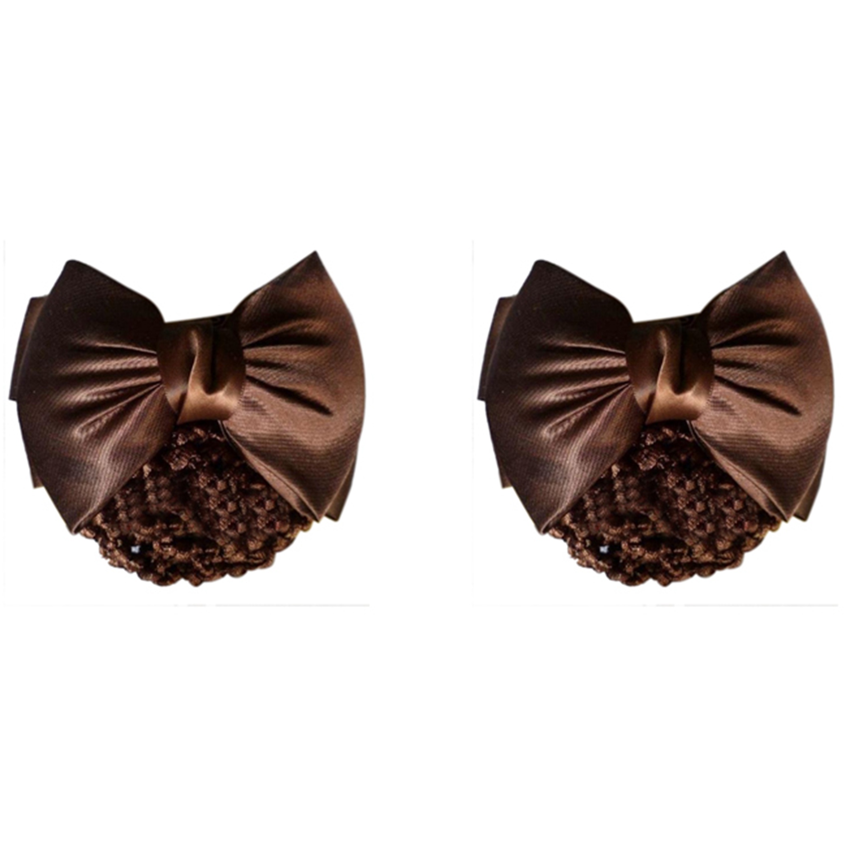 QUANBU 2X Ladies Brown Bowknot Accent Snood Net Barrette Hair Clip Hairnet