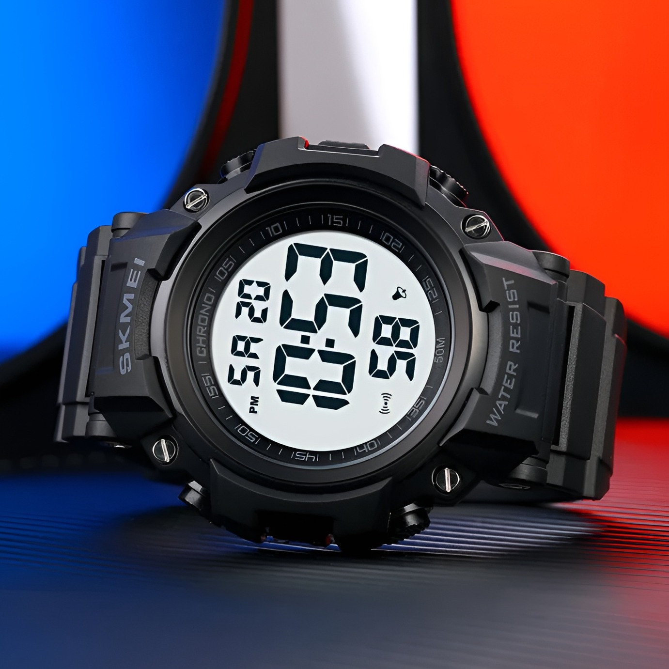 SKMEI 1886 Sport Multifunction Men Women Waterproof Sport Watch Digital LED Light Display Watch Alarm Chrono Calendar Multifunction - Black White