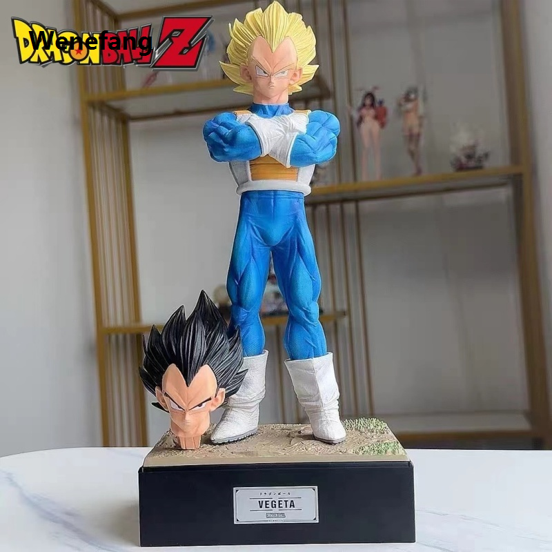 Wenefang 30CM Dragon Ball Infinite Z Fighter Vegeta Double Head Handmade Luxury Model Vegeta Anime Figures Model Collection Children Toy Gift