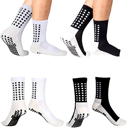 1pair Football Socks, Grip Socks Football, Rubber Anti-Slip and Thicken Football Socks for Men Breathable Comfortable for Badminton Soccer Running Gym and Indoor Training