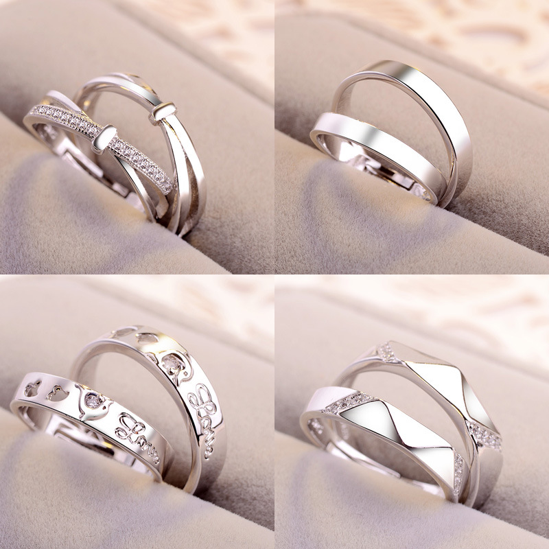 【Special offer】Couple's Ring Zircon Imitation Silver Knot Unisex Diamond Hand Jewelry Box Commodity Ring Classic Ring