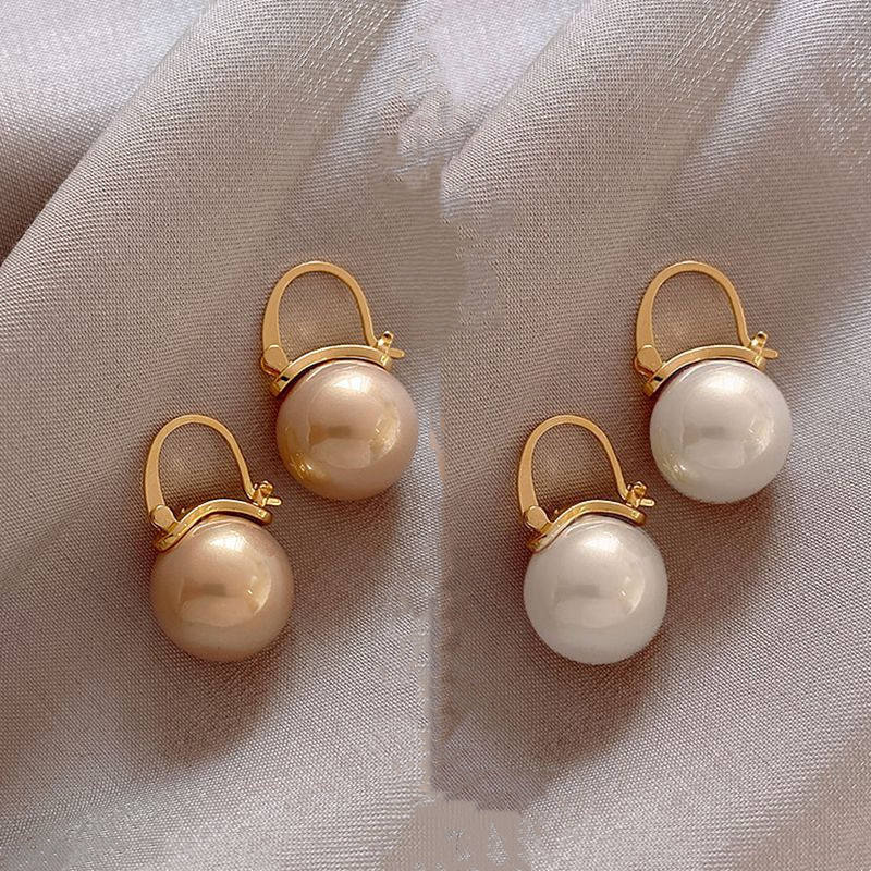 Fashion simple small gold hoop pearl earrings luxury ear jewelry for women