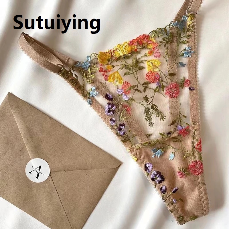 Sutuiying Luxury Special Offer Ellolace Lingerie Fancy Lace Set Woman 2 Pieces Transparent Women's Underwear Embroidery Beautiful Bra And Panty Set