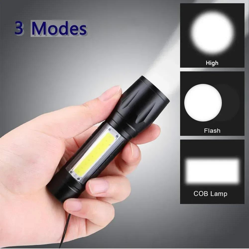 Profesional 1/2/3/5 PCS Portable Rechargeable Zoom XPG LED Flashlight Mini COB Flash Light Torch Lantern 3 Lighting Modes Camping Lamp