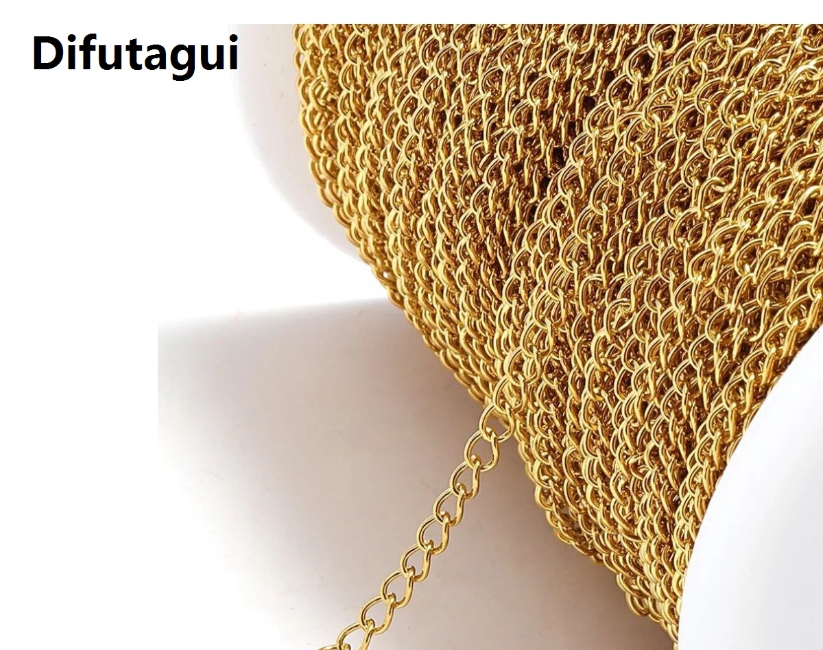 Difutagui 1-10m/lot Gold/Silver Plated 5mm Necklace Chain For Jewelry Making Findings DIY Necklace Chains Materials Handmade Supplies