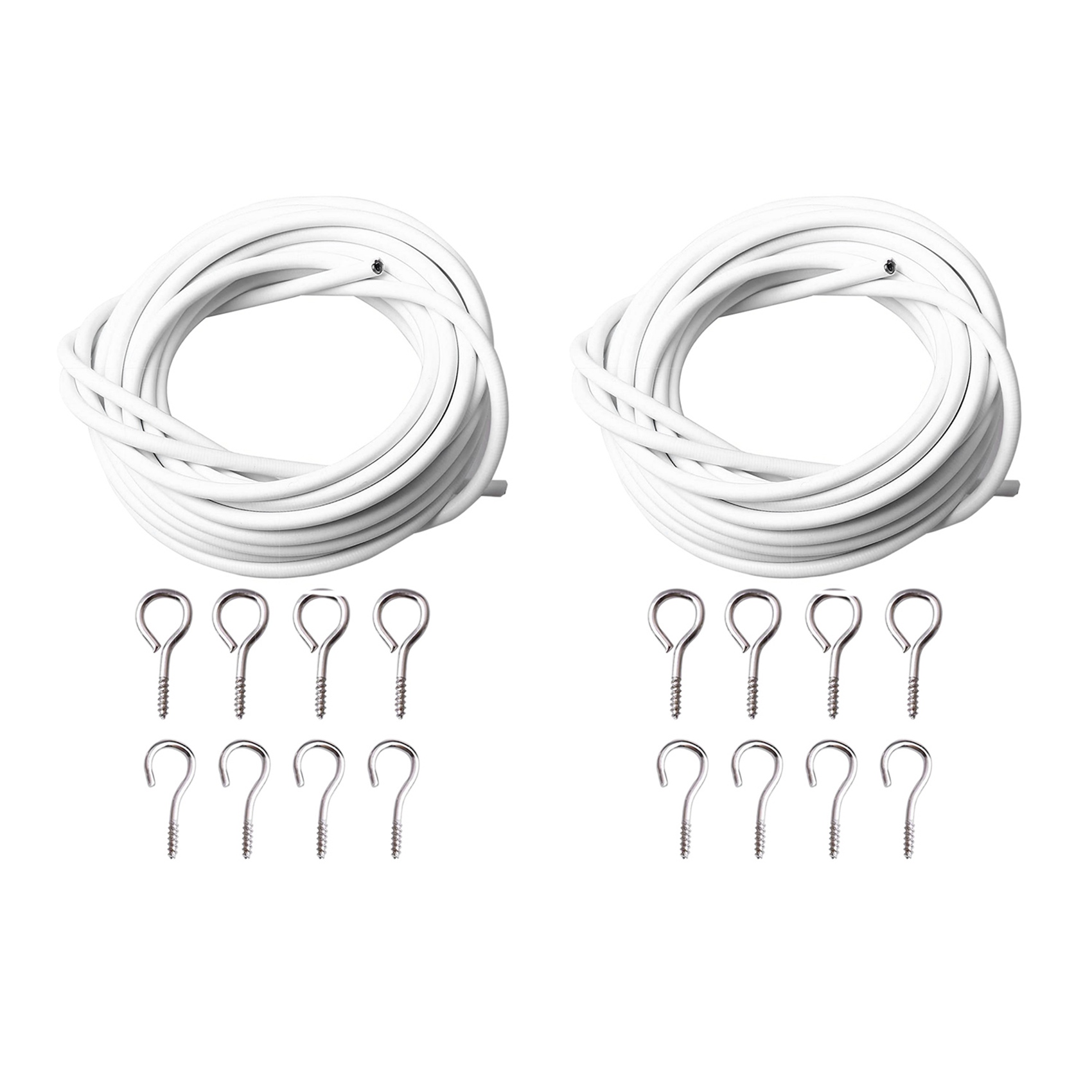 JINMY 2X Curtain Wire and Hooks Set, 3 Meters Net Curtain Wirewith 8Pcs Screw-in Hooks for Net Curtain Rod