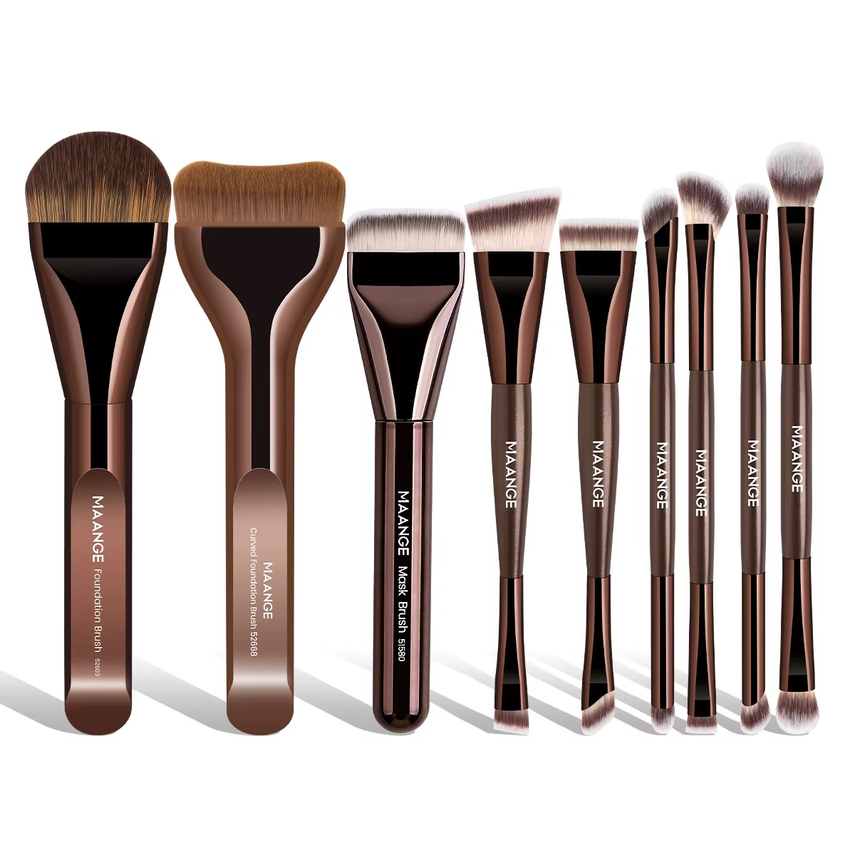 Maange 9pcs Soft Hair Foundation Concealer Blush Contouring Professional Makeup Brush Set HZS2517535-K