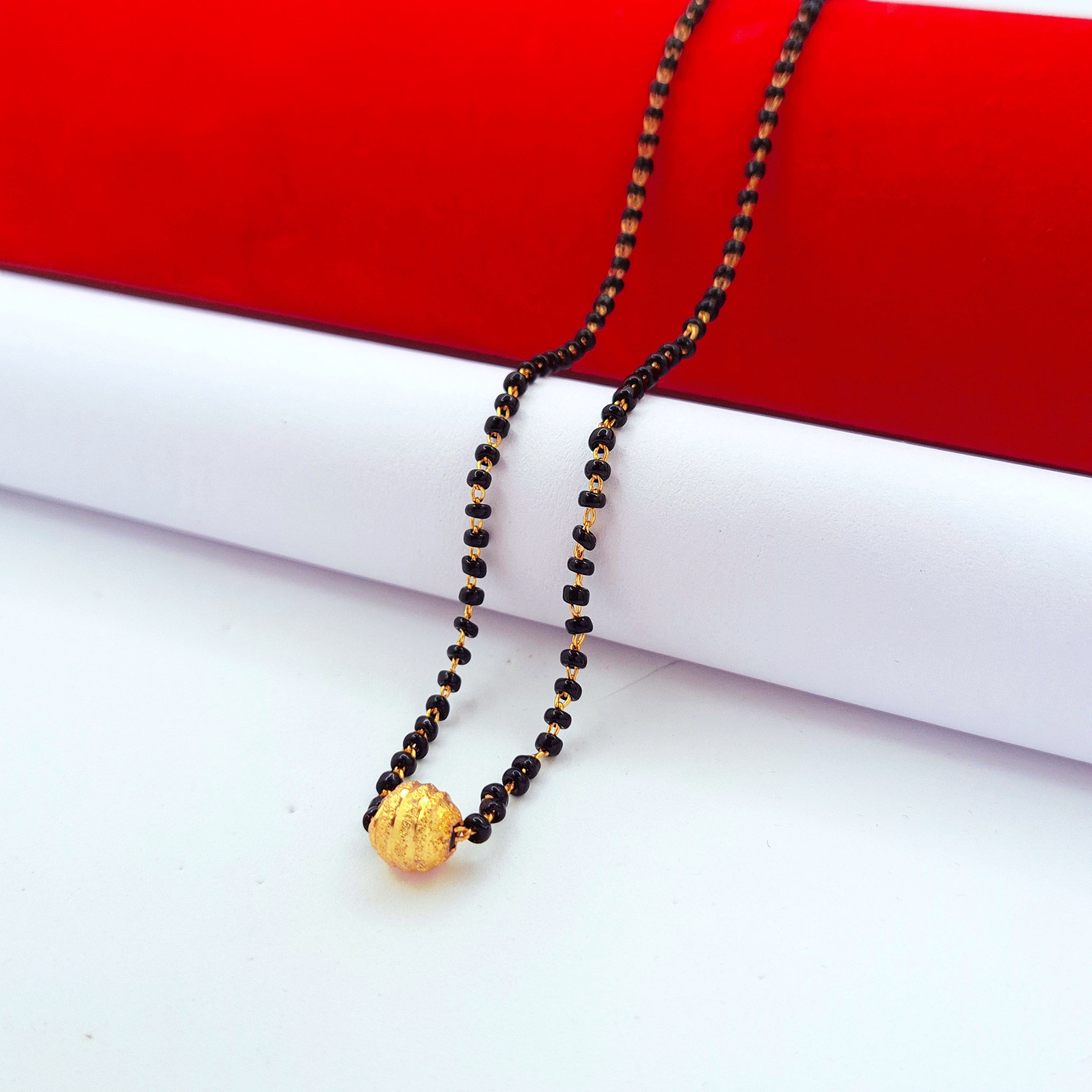 Gold Plated Ball Mangalsutra For Women | 45cm Mangalsutra Ball Design Mangalsutra One Ball Mangalsutra Simple Design Mangalsutra For New Married Women Ball Necklace Ball Haar Imitation Golden Ball Necklace Mangalsutra Gold Polish Mangalsutra Designs