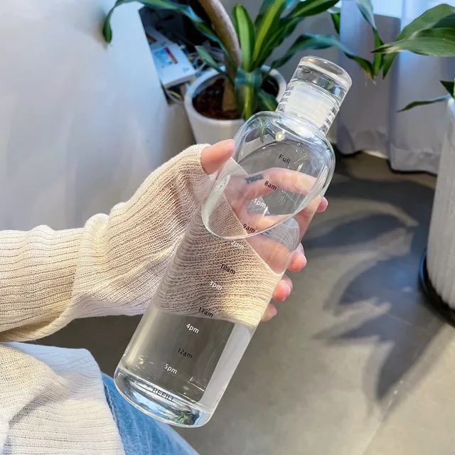 Masala Beads 480ml Time Marker Tumbler Drinking Glasses Juice Milk Bottle Cup Creative Transparent Bottle Drink Drop-Resistant Accessories