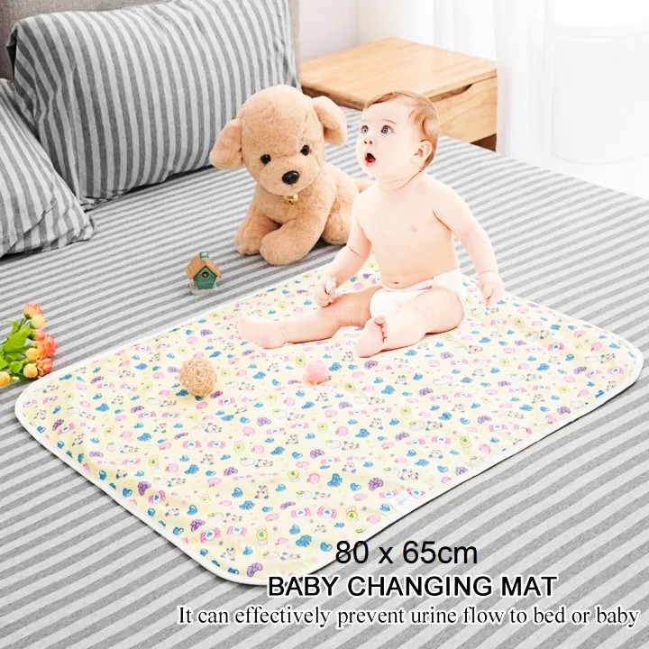 Waterproof Reusable Baby Urine Mat Cover Cotton Washable Size 80 Cm. x 65 Cm.