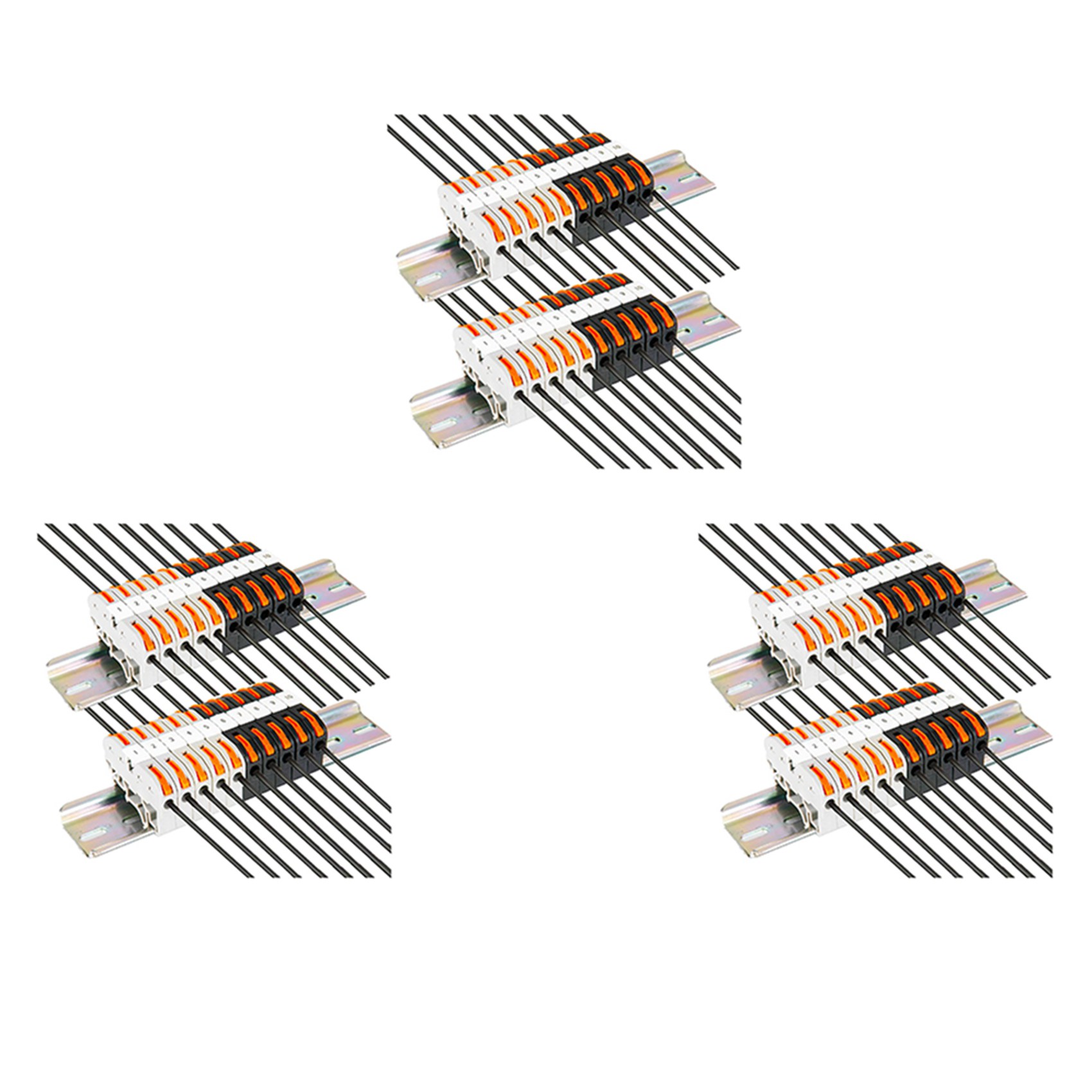 OUMERY 60X DIN Rail Terminal Blocks Kit, with Universal Compact Connectors, Connection Bar, Marker Strip, Screws, 28-12 AWG
