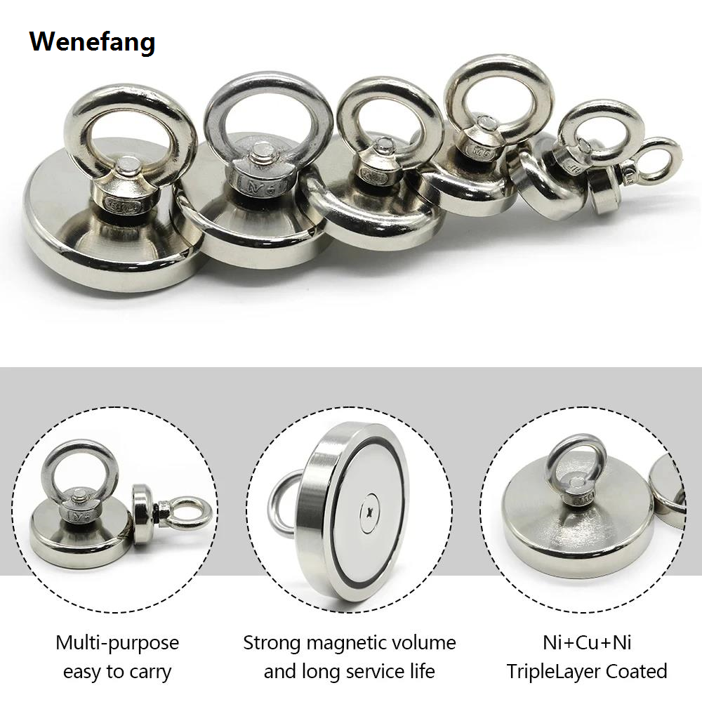 Salvage for bolt hole countersunk, magnet rare earth heavy duty fishing neodymium super strong magnet J48mm with lifting ring, magnetic