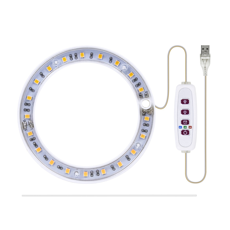 3X LED Grow Light Full Spectrum Phyto Grow Lamp USB Angel Ring Lamp for Succulents, Flower Plants Growth (Sunshine)