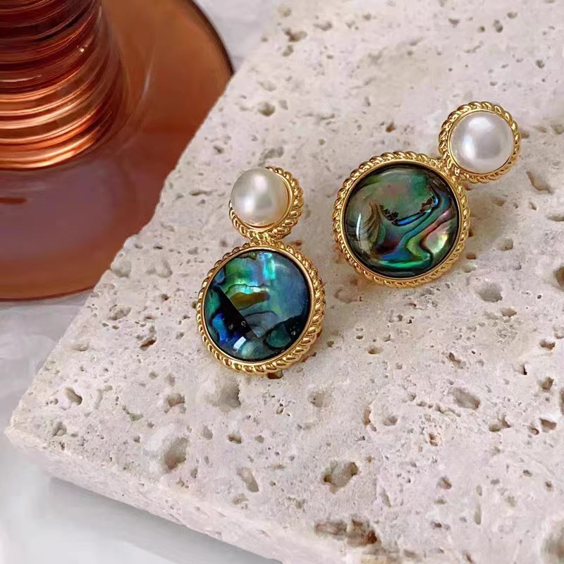 【Special offer】S925 Silver Needle Natural Color Abalone Shells Earrings Women's Light Luxury Niche Design High-grade Pearl Earrings