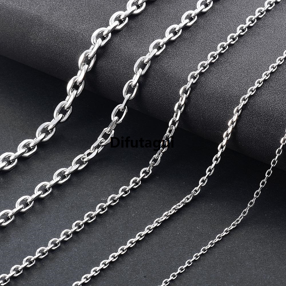 Difutagui Stainless Steel Silver Color O Shape Chain Necklace 1.6mm / Original 2.4mm / 3mm / 4mm / 5mm Fashion Men And Women New Jewelry