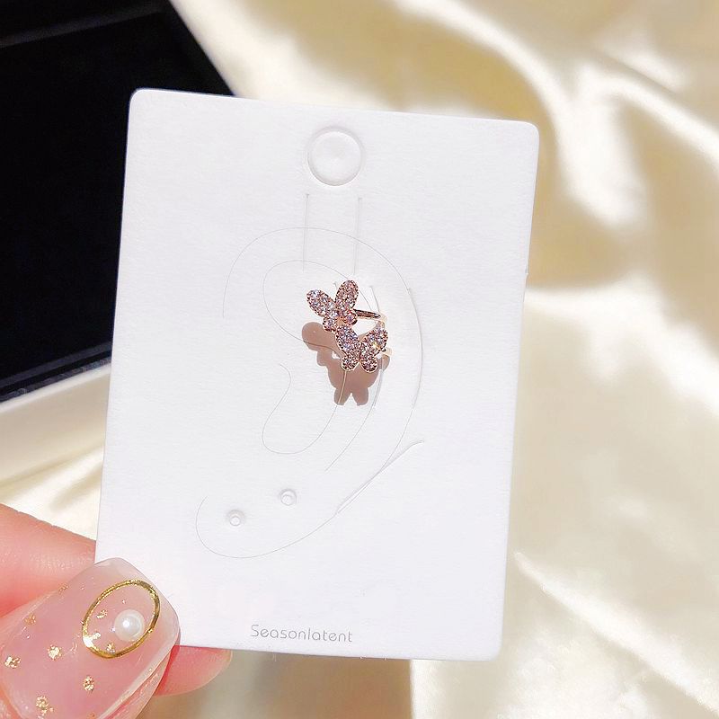 【Happy LifeStore】1PC Micro Paved Cubic Zircon Butterfly Cuff Earring Rose Color Ear Clip Wo Jewelry