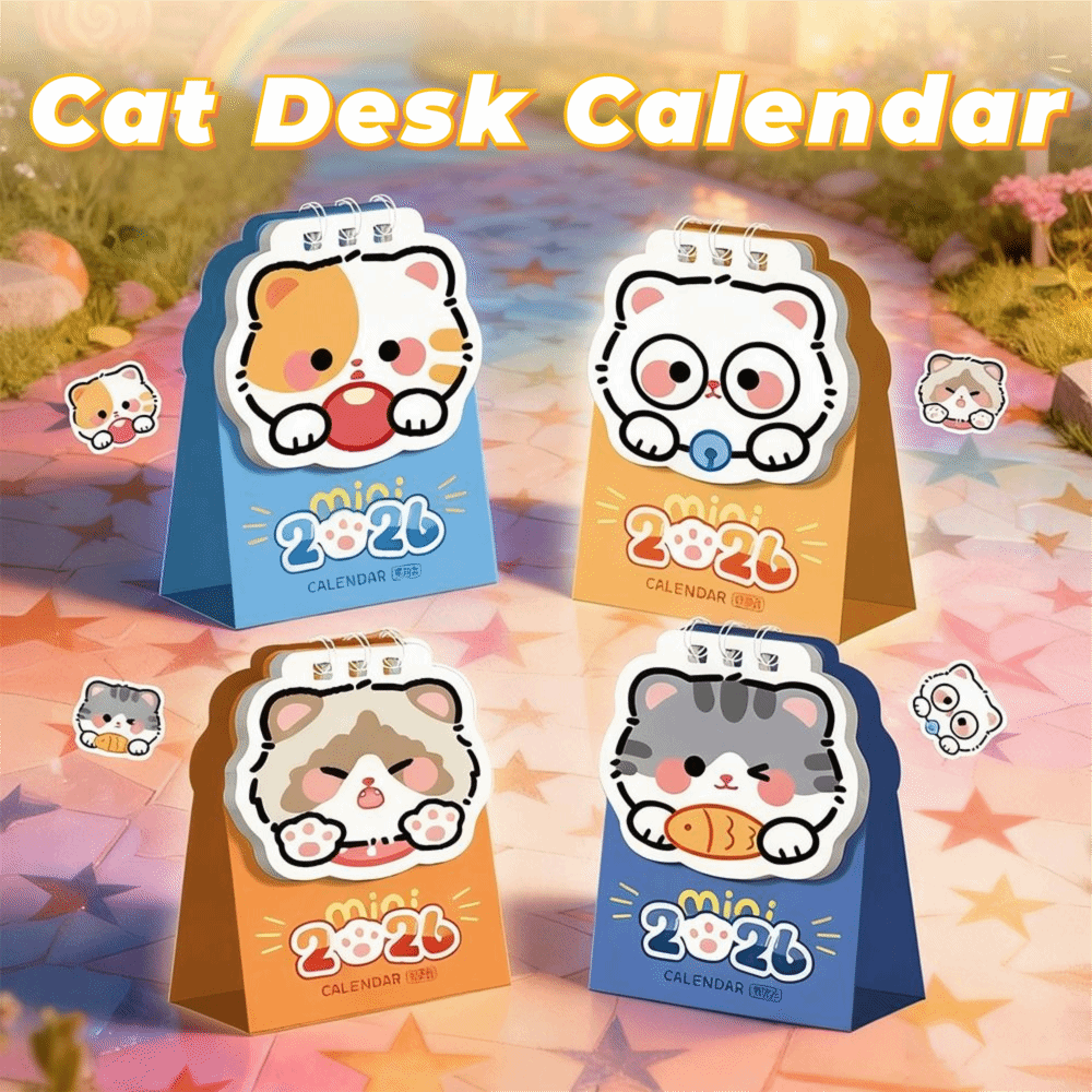 Cute Mini 2026 Desk Calendar Portable Cartoon Cat Coil Calendar Schedule Mark Daily Planner Desktop Ornaments