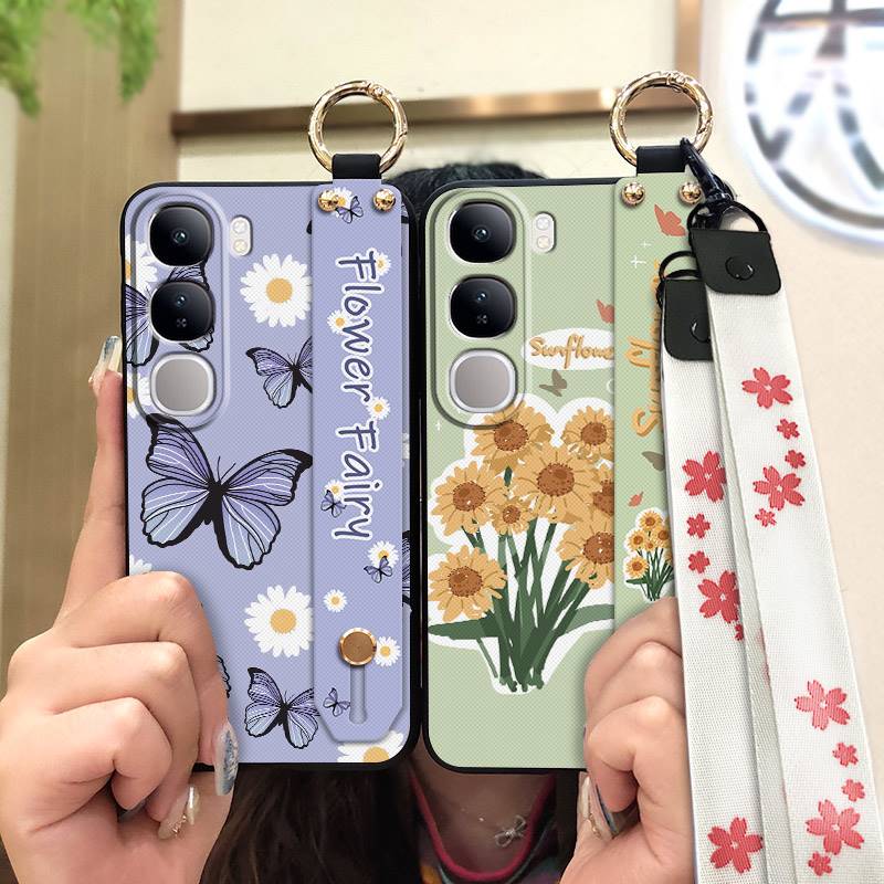 Back Cover ring Phone Case For VIVO V40 Lite 5G Asia Anti-dust Waterproof Kickstand Shockproof Dirt-resistant flower
