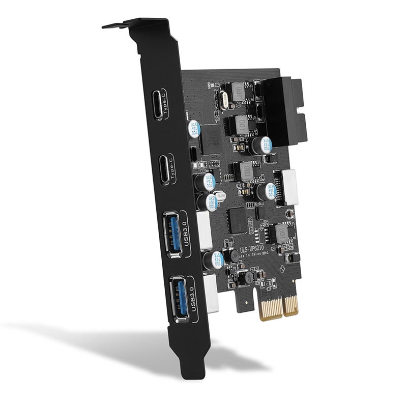 (GGBR)-ULS-6210 6-Port USB PCIe Card PCI Express to Type C(2), USB Type-A(2) Expansion Card