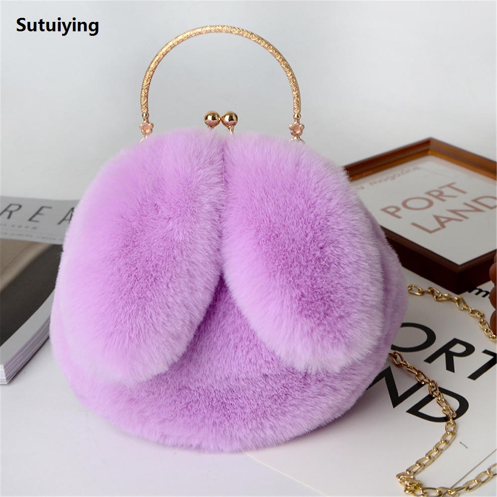 Sutuiying chain Plush handbag Fashionable Plush pink Crossbody handbag Portable 2025 New princess chain bag for Casual outings School or college