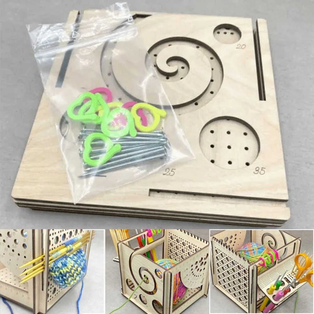 New All-in-one Wooden Yarn Bowl Yarn Storage Box Crochet Lovers Knitting Bowl Multifunctional Knitting Tool