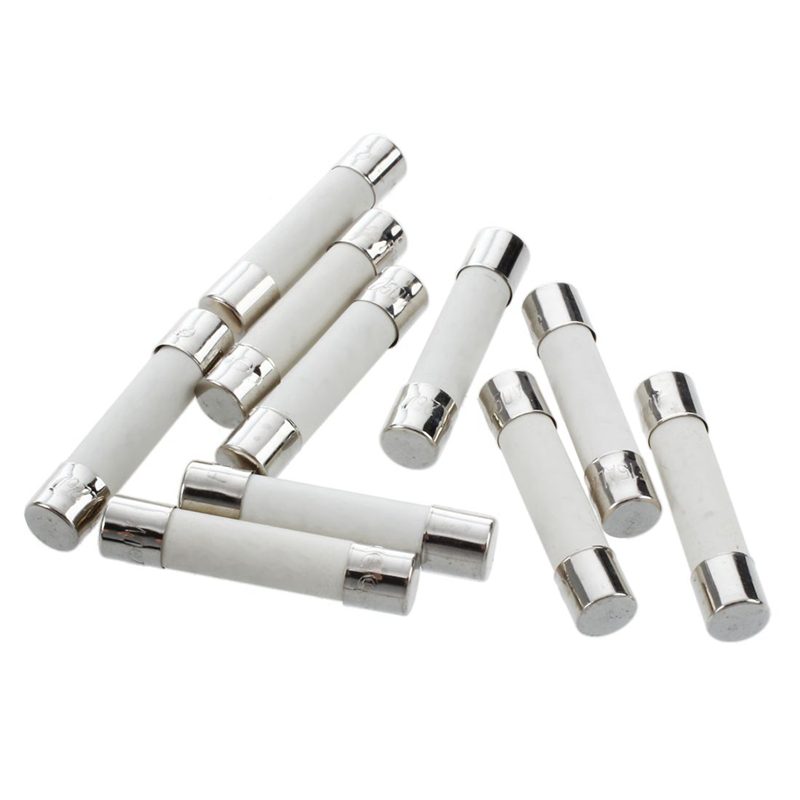 FORIDE 30 Pcs AC 250 V 15 A 6 x 30 mm, High Speed Kick Cylindrical Fuse Tube Ceramic · White + Silver