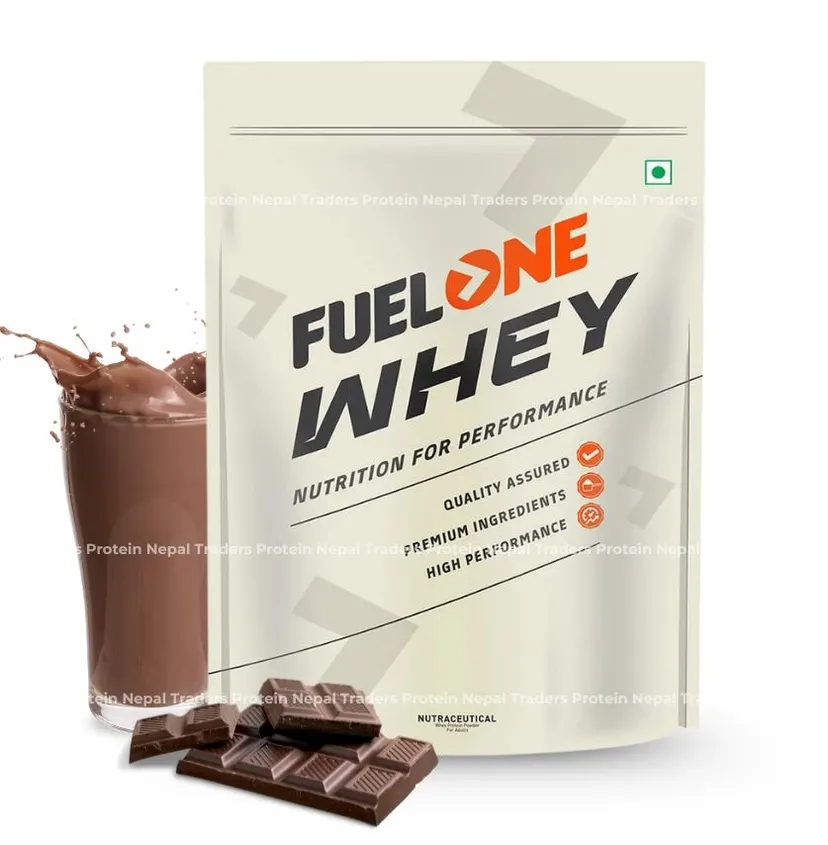 MuscleBlaze Fuel One Whey Protein Powder 1kg Chocolate Flavor 24g Protein 5.3g BCAA 11.3g EAA 4.2g Glutamine