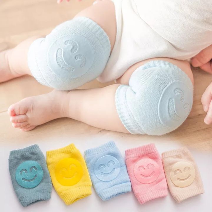 1Pair Cotton Knee Pads For Crawling Baby & Toddlers with Silicone Non-Slip Baby Knee Pads for Crawling - Stretchable Design Knee Protecter For Babies