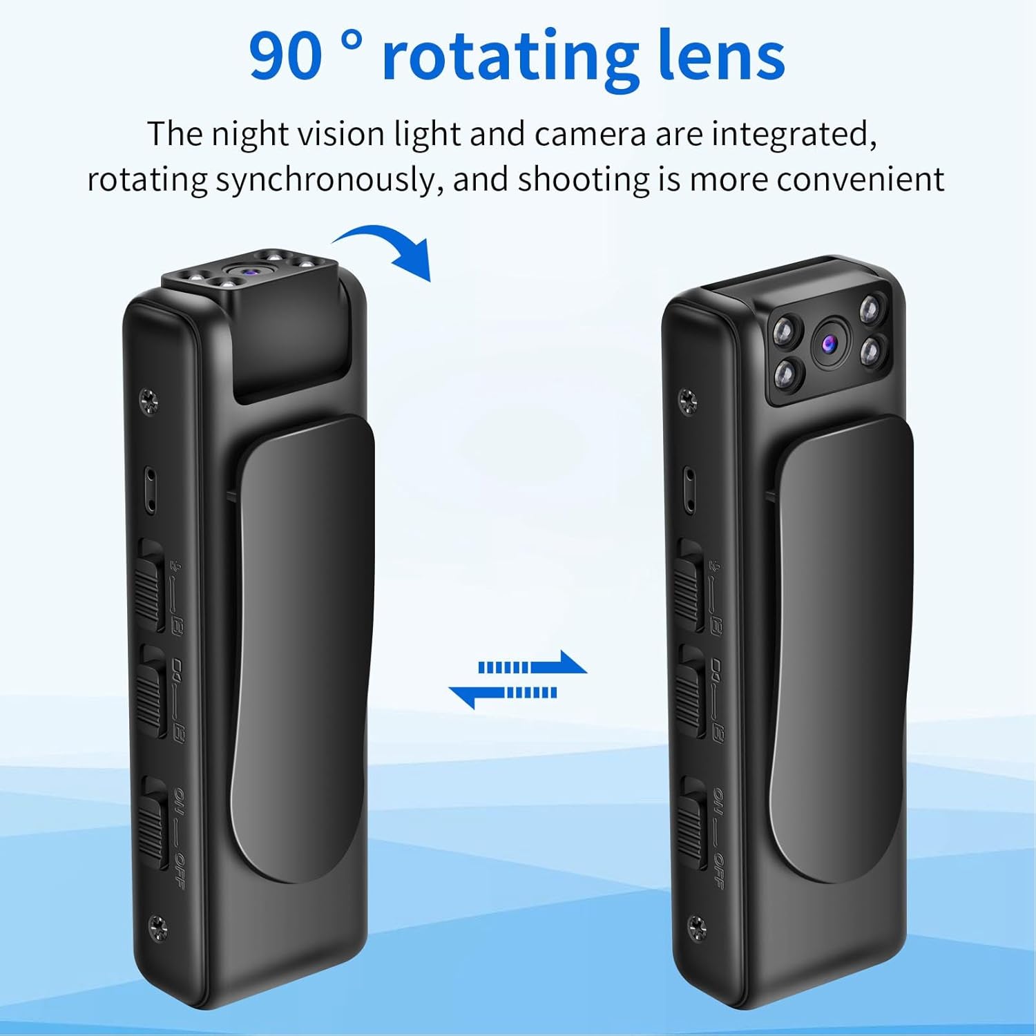 1080P HD Body Camera, ZC-M6 Infrared Night Vision Video Camera, Body Mounted, 130° Wide Angle, 90° Rotating Lens, Portable Sports Camera with Built-in Magnet