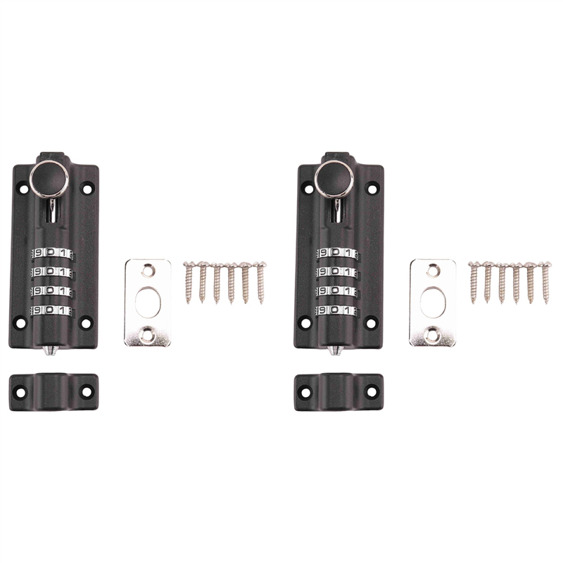 ARELENE 2X Password Lock Black Bolt Metal Door Latch Anti-Theft Safety Combination Digit Padlock Outdoor Gate Hardware