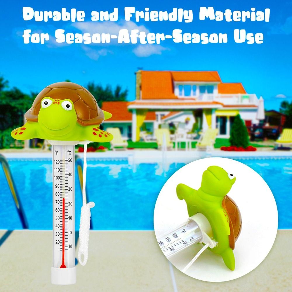New Turtle Pool Thermometer With String Shatter Resistant Bath Thermometer Easy Read Water Thermometer Hot Tubs