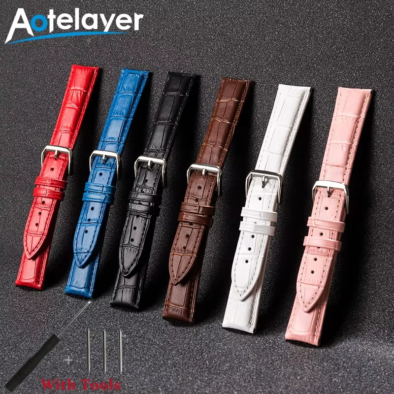 16mm 18mm 20mm 22mm 24mm Quick Release Calfskin Leather Watch Strap for Women Waterproof Universal Wrist Band Watch Belt Acessories