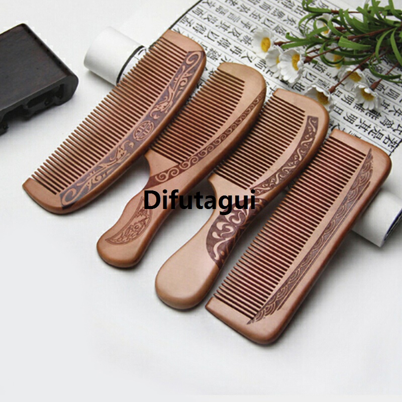 Difutagui Natural Peach Wood Comb Close Teeth Anti-Static Special Head Massage Hair HealthTools