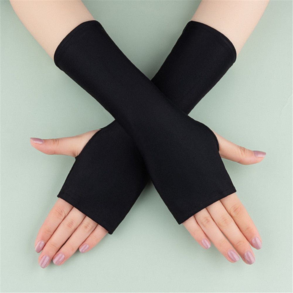 Summer Solid Mittens Driving Accessories Arm Cool Half Finger Sleeves Sunscreen Protection Long Gloves Fingerless